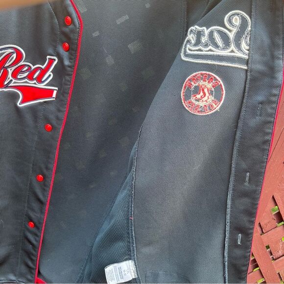 MLB True Fan Series Boston Red Sox Navy Red Button Down Jersey - Picture 4 of 7
